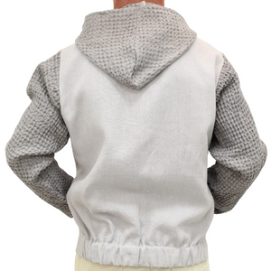 Linen - Zip up Hoodie with Waffle Sleeves