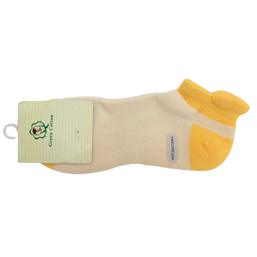Short Ankle Cotton Socks - Natural/Yellow