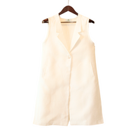 White Linen - Long Classic Vest