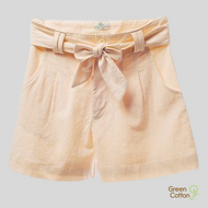 Crinkle Wash Cotton Pleated Shorts - Women