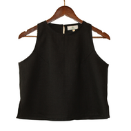 Black Linen - Crop Top
