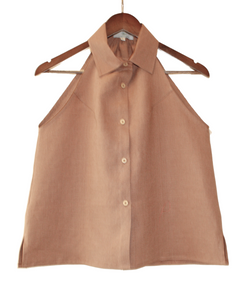 Linen - Crop Top w/Collar