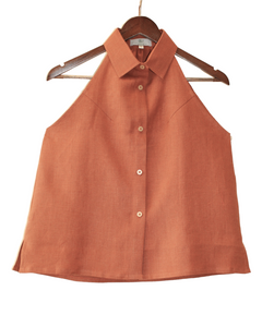 Linen - Crop Top w/Collar