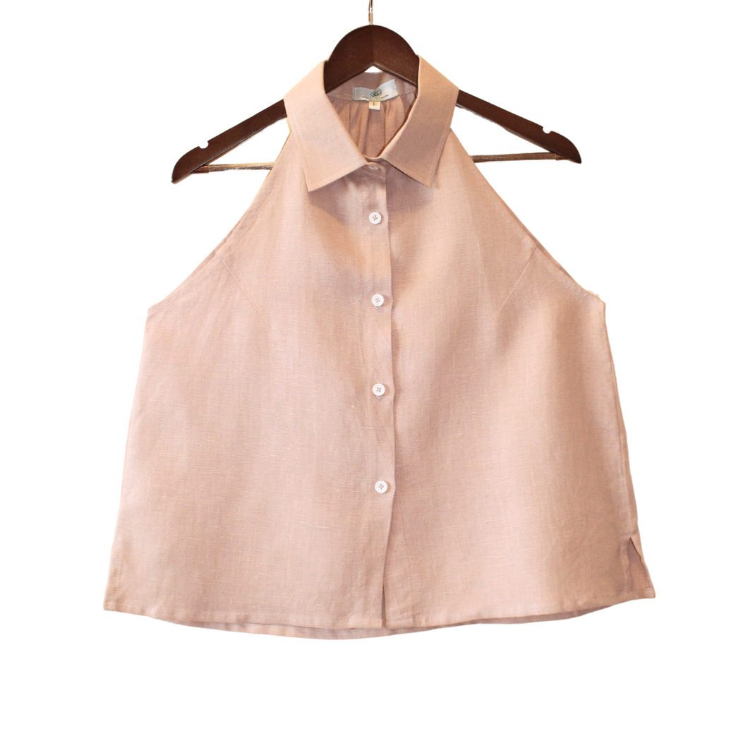 Linen - Crop Top w/Collar