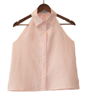 Load image into Gallery viewer, Linen - Crop Top w/Collar