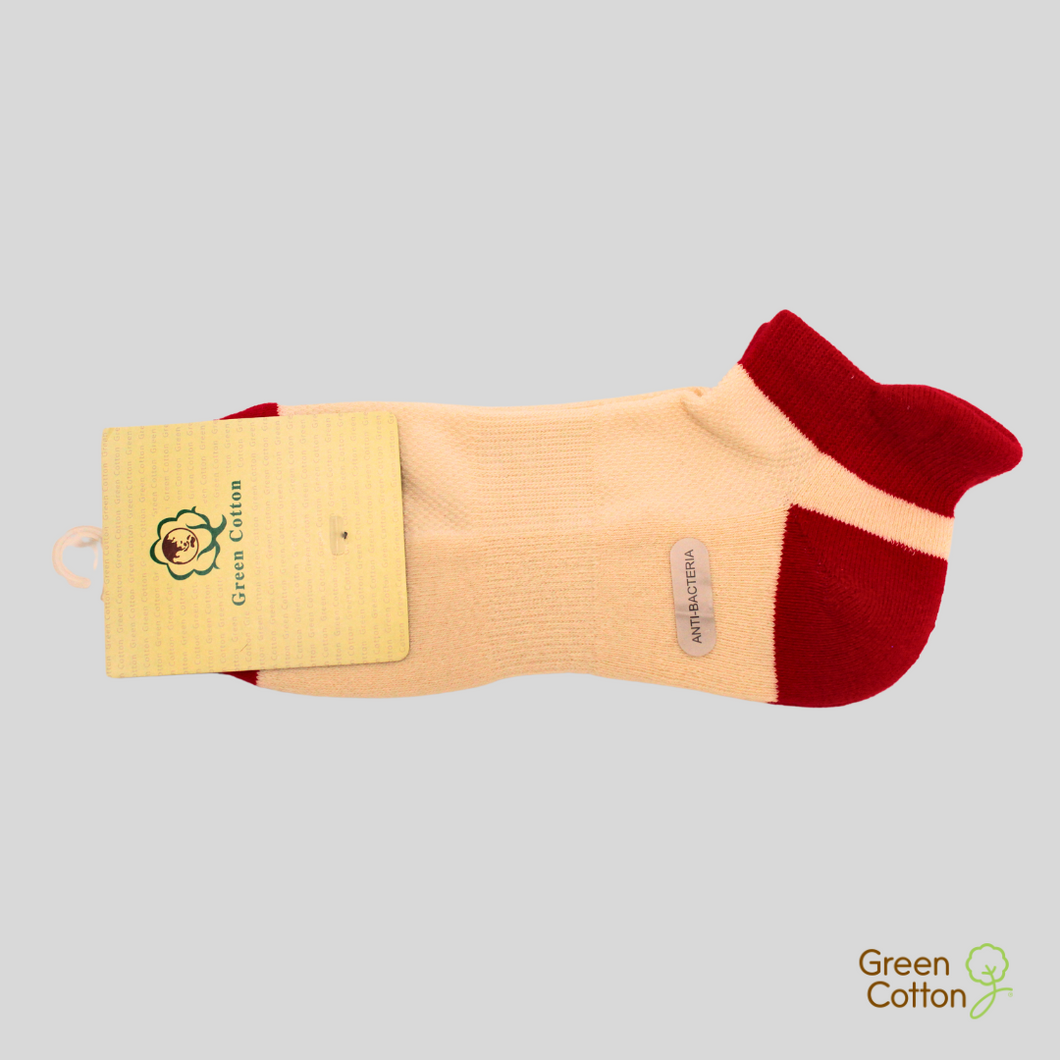 Short Ankle Socks - Natural/Red