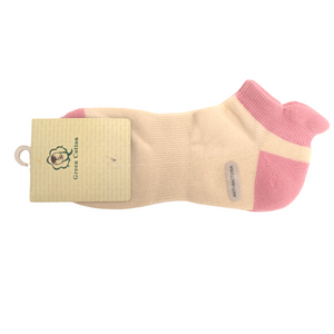 Short Ankle Cotton Socks - Natural/Pink