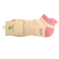 Short Ankle Cotton Socks - Natural/Pink
