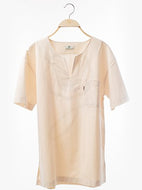 <transcy>قميص قطن برقبة على شكل حرف V من Crinkle Wash (1770)</transcy>