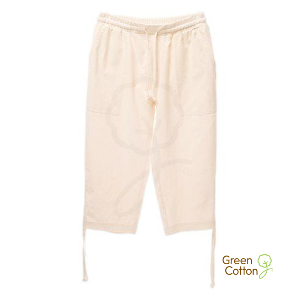 Crinkle Wash Cotton Tie-Hem Capri Pants