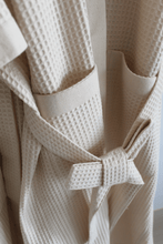 Load image into Gallery viewer, Waffle Weave Cotton - Kimono Style Bathrobe (Natural) - UNISEX