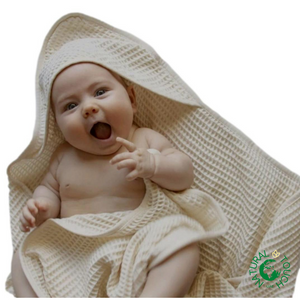 Waffle Weave Cotton - Hooded Baby Towel